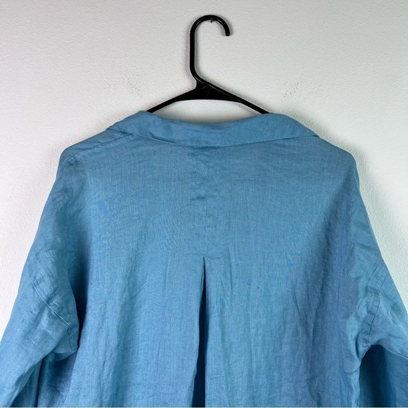 J. Jill Love Linen Blue Button Up Top (XS) 100% Linen, Tunic Shirt, Earthy Chic - Picture 7 of 12